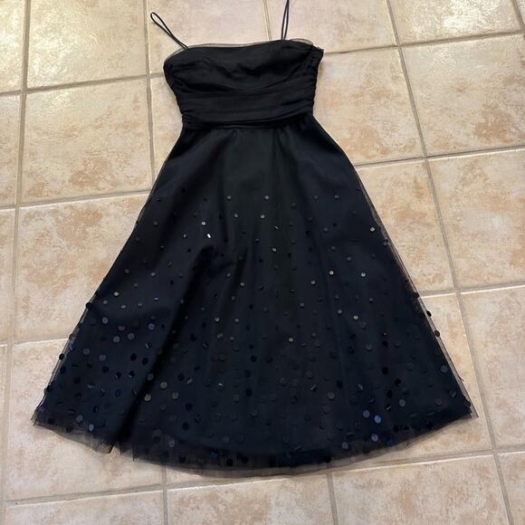 Eliza J Black Tulle and Sequin Spaghetti Strap Dress, EUC, Size 2, MSRP $179 - Picture 10 of 11
